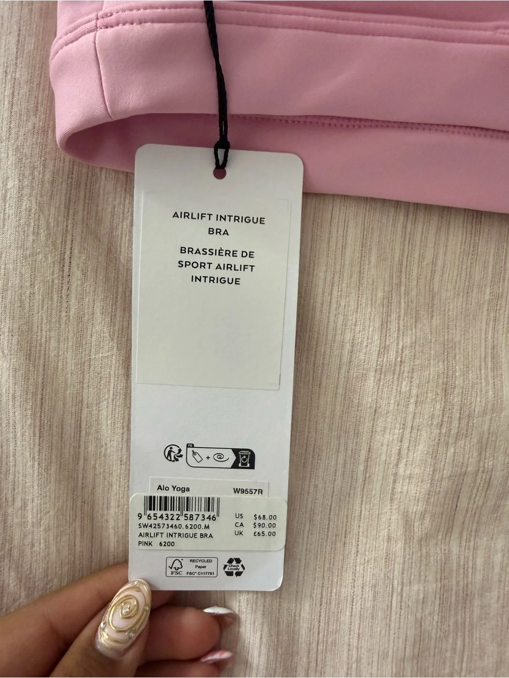 ALO Yoga Light Pink Strappy Sports Bra